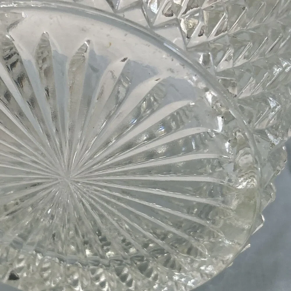 VINTAGE INDIANA GLASS CLEAR DIAMOND POINT ICE BUCKET